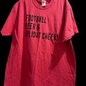 Gildan Red Holiday T-Shirt with Cheerful Print